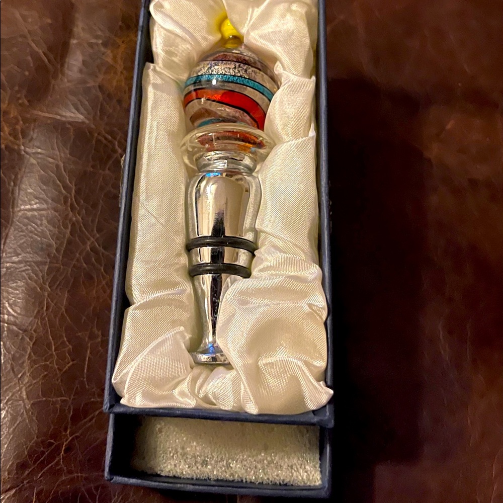 Antique Glass Wine Bottle Stopper & Glass Charms